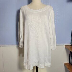 Worthington Extra Large White Wide Neck 3/4 Sleeve Lightweight Sweater Top